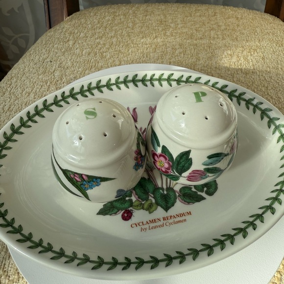 Portmeirion Botanic Garden Salt & Pepper Shaker Set - Cyclamen Repandum Design - Picture 3 of 6